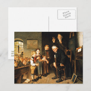 Carte Postale Professeur et élèves peinture. Art