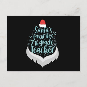 Carte Postale Professeur préféré de Santa en 7e année Funny Noël