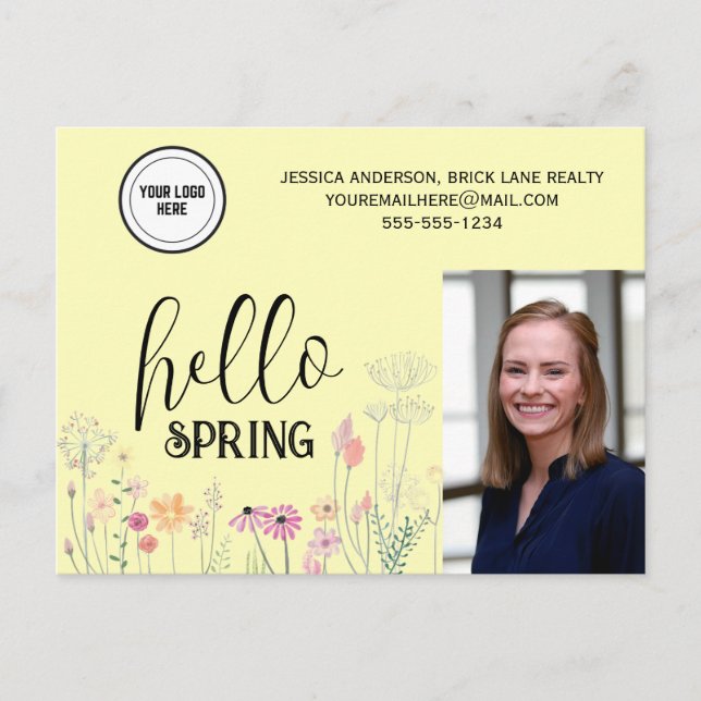 Carte Postale Professionnel Bonjour Spring Immobilier Marketing (Devant)