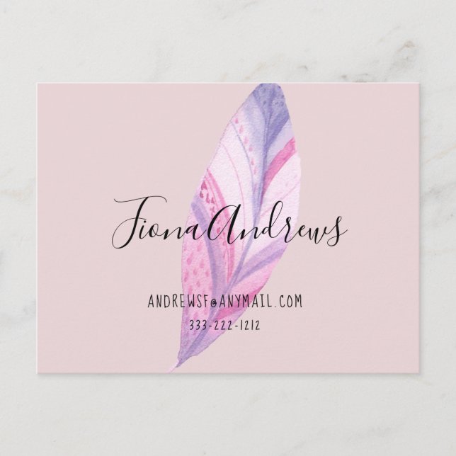 Carte postale professionnelle Boho Feather (Devant)