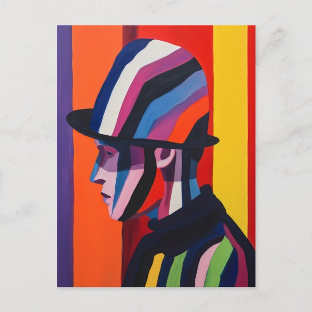 Carte Postale Profil abstrait avec chapeau melon (Devant)