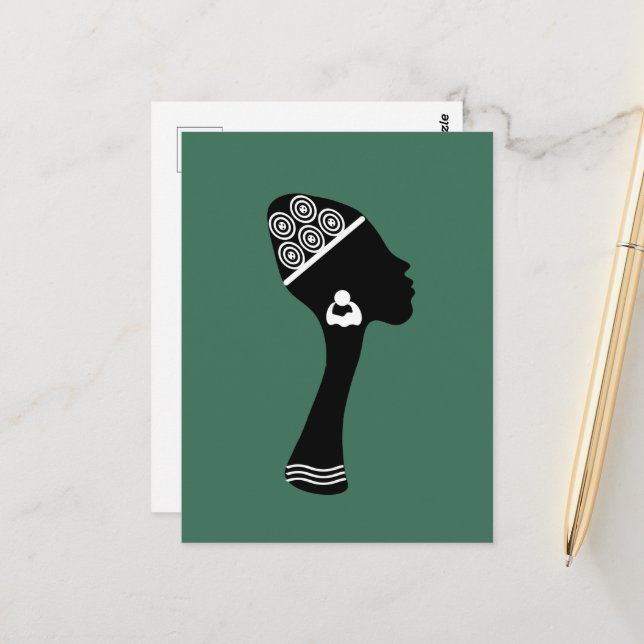 Carte Postale Profil de femme abstraite afro-américaine (Devant/Arrière en situation)