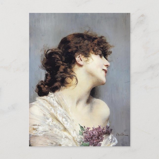 Carte Postale Profil d'une jeune femme par Giovanni Boldini (Devant)