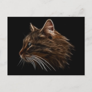 Carte Postale Profil fractal de la tête de chat domestique