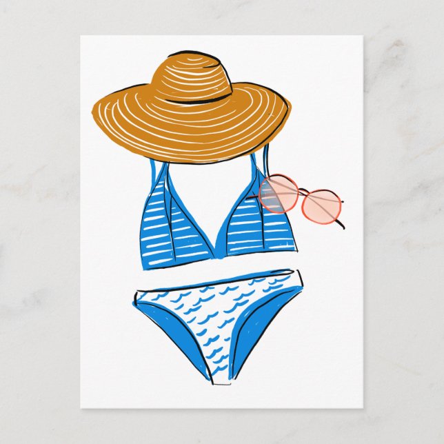 Carte Postale Profitez du soleil - maillot de bain bleu (Devant)