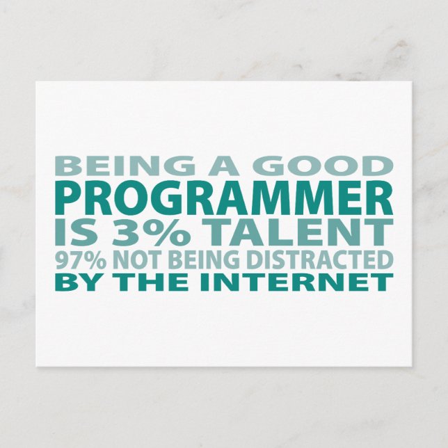 Carte Postale Programmeur 3% Talent (Devant)