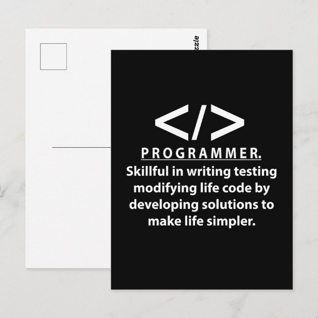 Carte Postale Programmeur développeur de codage programmeur (Devant / Derrière)