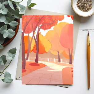 Carte Postale Promenade dans le feuillage d'automne Aquarelle