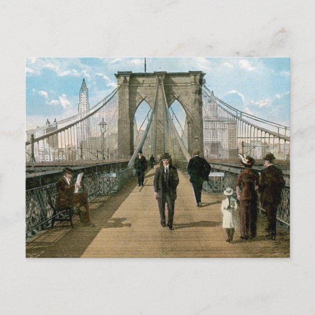 Carte Postale Promenade de pont de Brooklyn, New York City (Devant)