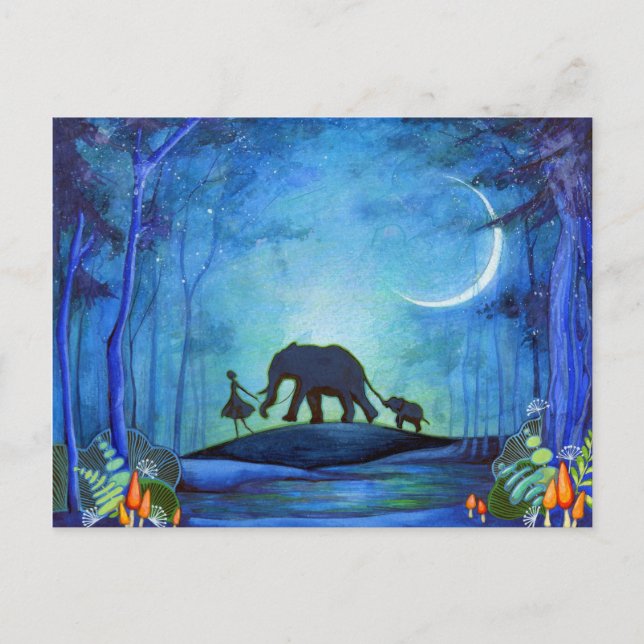 Carte Postale Promenade d'éléphant (Devant)