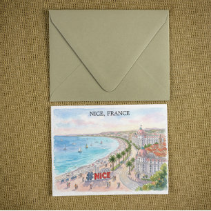 Carte Postale Promenade des Anglais France Art Aquarelle