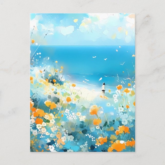 Carte Postale Promenade sur la plage (Devant)