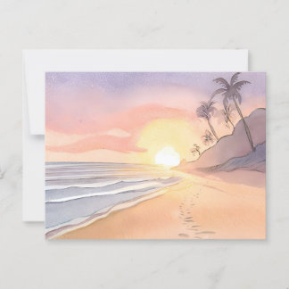 Carte Postale Promenez-vous sur la plage | Aquarelle Océan