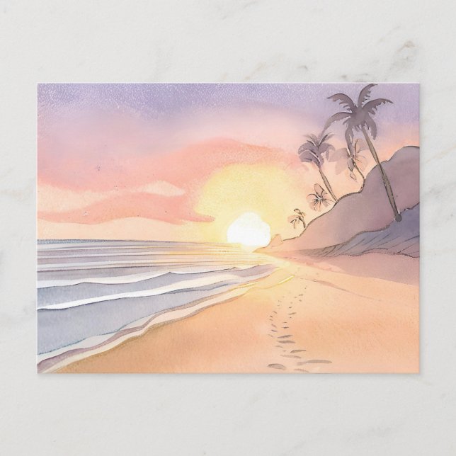 Carte Postale Promenez-vous sur la plage | Aquarelle Océan (Devant)
