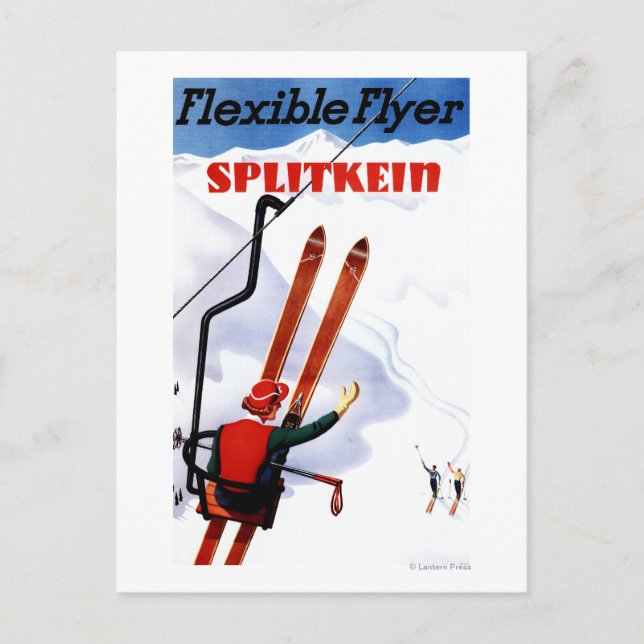 Carte Postale Promo Flexible Flyer Splitkein Skis En Bois (Devant)
