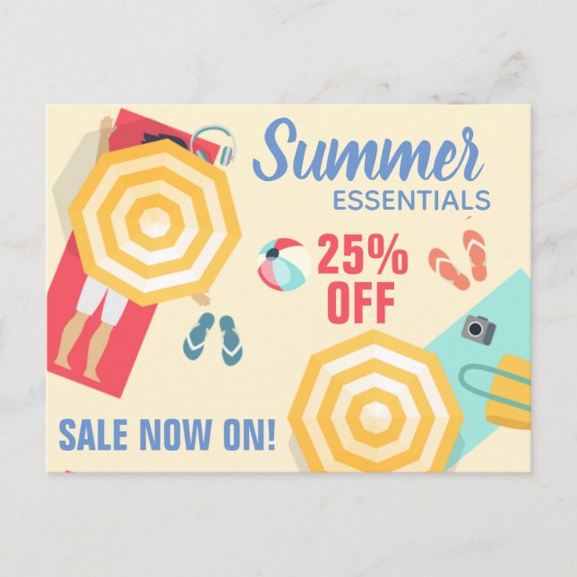 Carte Postale Promo Vente d'été Plage Scène personnalisée (Devant)
