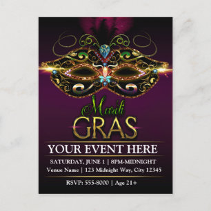 Carte postale promotionnelle de fête MARDI GRAS vi