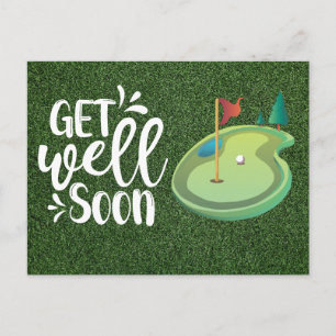 Carte Postale Prompt rétablissement Golfeur avec deux parcours d