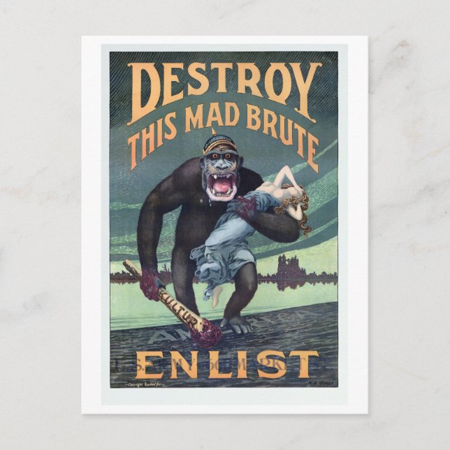 Carte Postale Propogande germanique de Gorilla de la Première Gu (Devant)