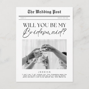 Carte Postale Proposition Bridesmaid, journal personnalisable