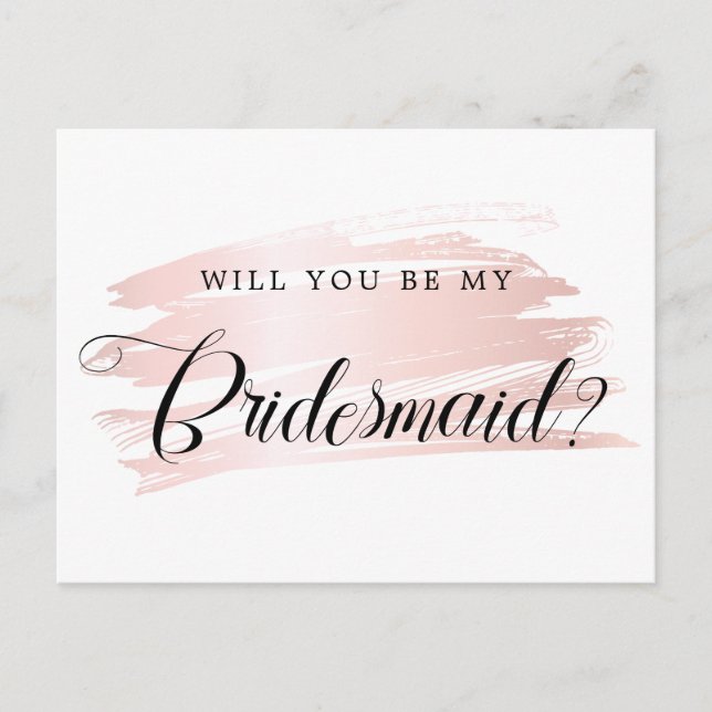 Carte Postale Proposition Chic Blush Pink Strot Bridesmaid (Devant)