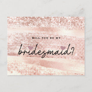 Carte Postale Proposition Chic Blush Rose Et Rose Gold Bridesmai