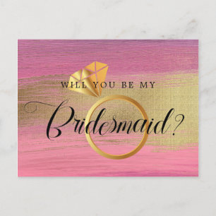 Carte Postale Proposition Chic Gold Et Rose Strot Bridesmaid
