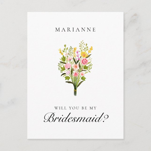 Carte Postale Proposition Élégante d'une servante d'État florale (Devant)