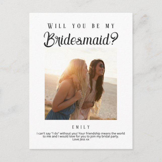 Carte Postale Propositions de Bridesmaid, journal personnalisé (Devant)