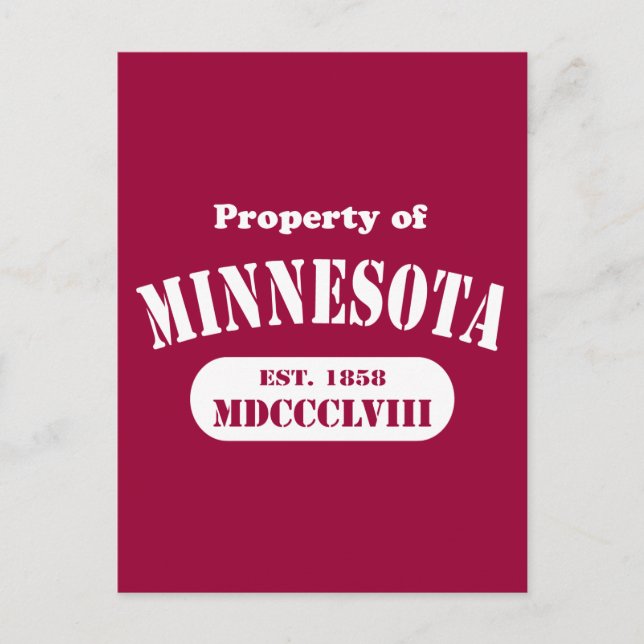 Carte Postale Propriété du Minnesota - n'importe quelle couleur  (Devant)