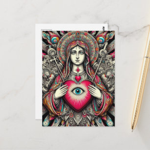 Carte Postale Protection contre le mal Cœur sacré de Marie