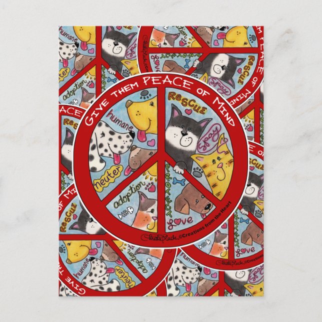 Carte Postale Protection des animaux des signes de la paix (Devant)