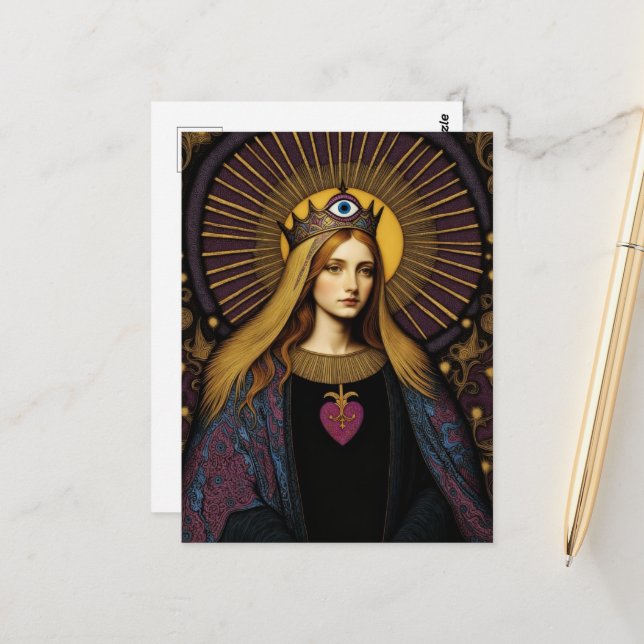Carte Postale  Protection From Evil Sacred Heart Of Mary (Devant/Arrière en situation)
