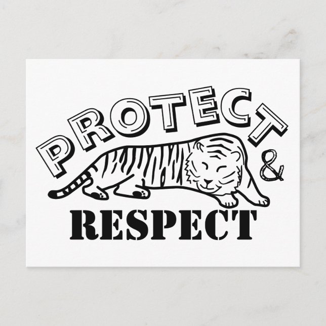 Carte Postale Protéger et respecter le tigre sauvage (Devant)