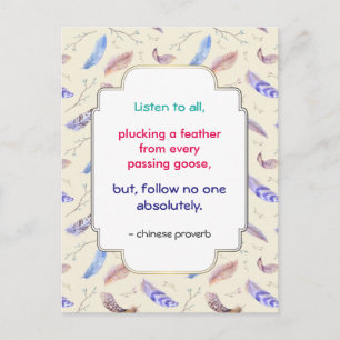 Carte Postale Proverbe chinois inspirant et intelligent