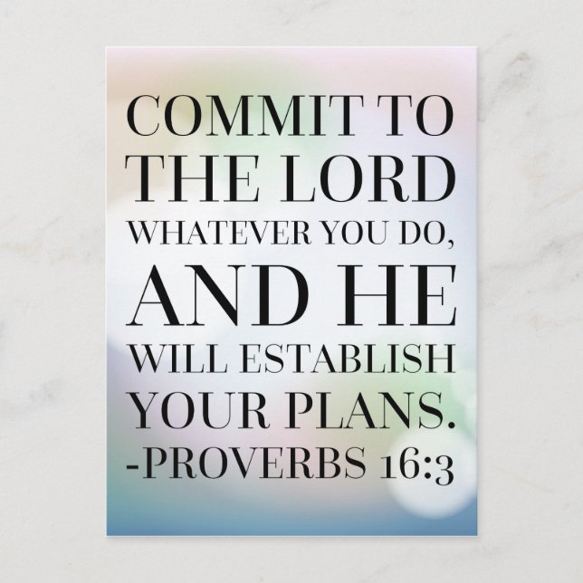 Carte Postale Proverbes 16:3 Citation de la Bible (Devant)