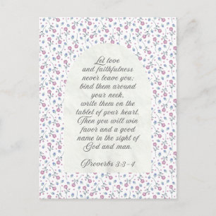 Carte Postale Proverbes 3:3–4 Écriture florale 
