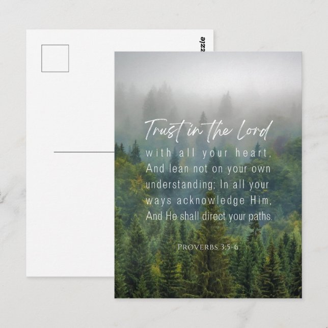 Carte Postale Proverbes 3:5-6 Confiance dans le Seigneur (Devant / Derrière)