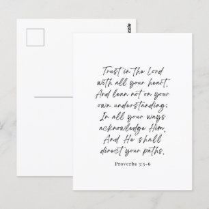 Carte Postale Proverbes 3:5-6 Confiance dans le Seigneur