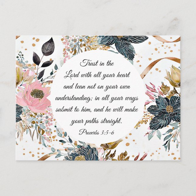 Carte Postale Proverbes 3:5-6 Confiance dans le Seigneur Bible V (Devant)