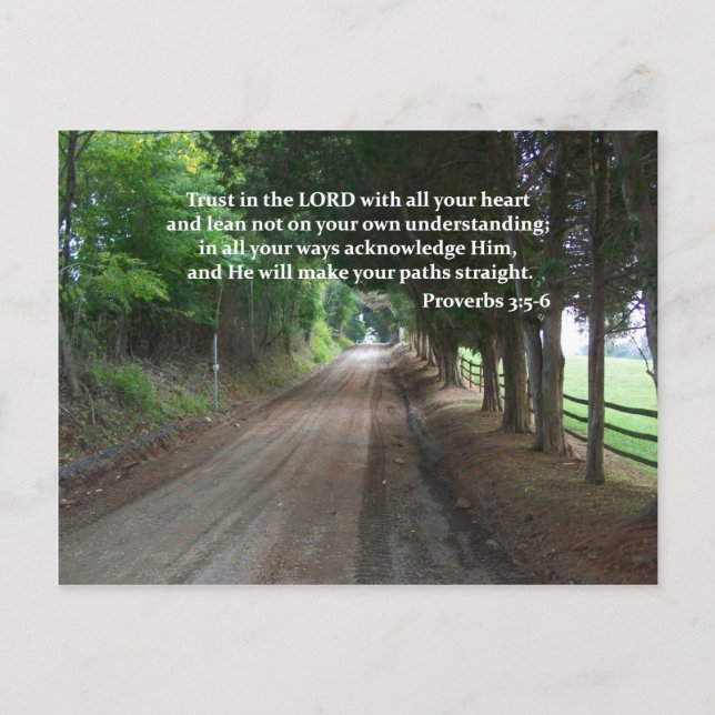 Carte Postale Proverbes 3:5-6 Poster de la Bible chrétienne (Devant)