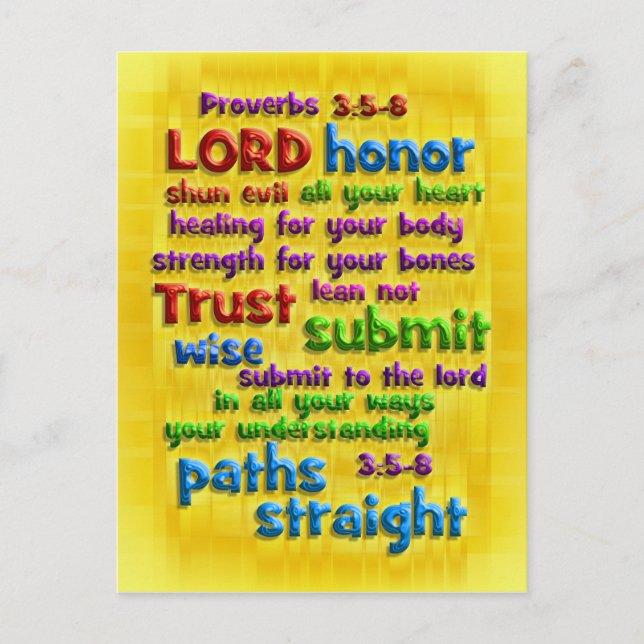 Carte Postale Proverbes 3:5-8 Huile Jaune (Devant)