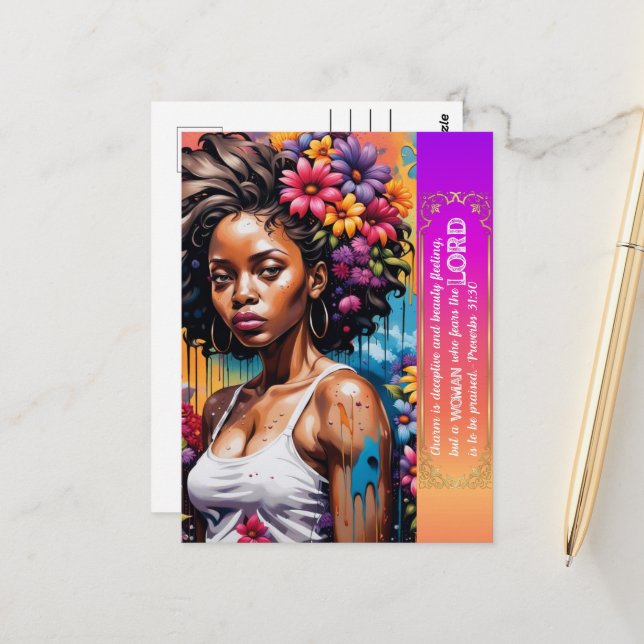 Carte Postale Proverbes de la femme Abstraite de foi 31 30 (Devant/Arrière en situation)