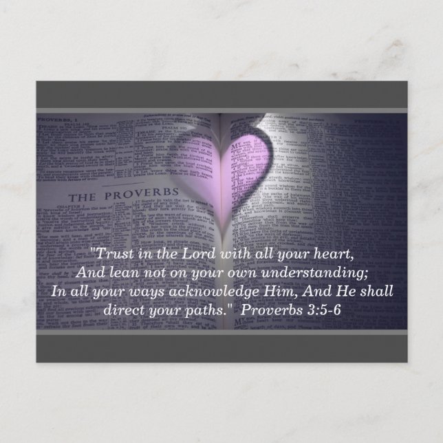 Carte Postale Proverbes personnalisés 3:5-6 Bible Verse Coeur Co (Devant)
