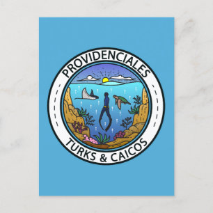 Carte Postale Providenciales Turks and Caicos Badge de plongée