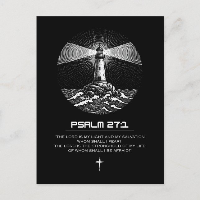 Carte Postale Psalm 27:1 Bible Verse Tshirt | Christian (Devant)