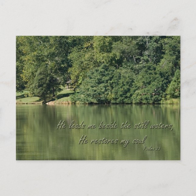 Carte Postale Psaume 23 Il me conduit à côté des eaux calmes (Devant)