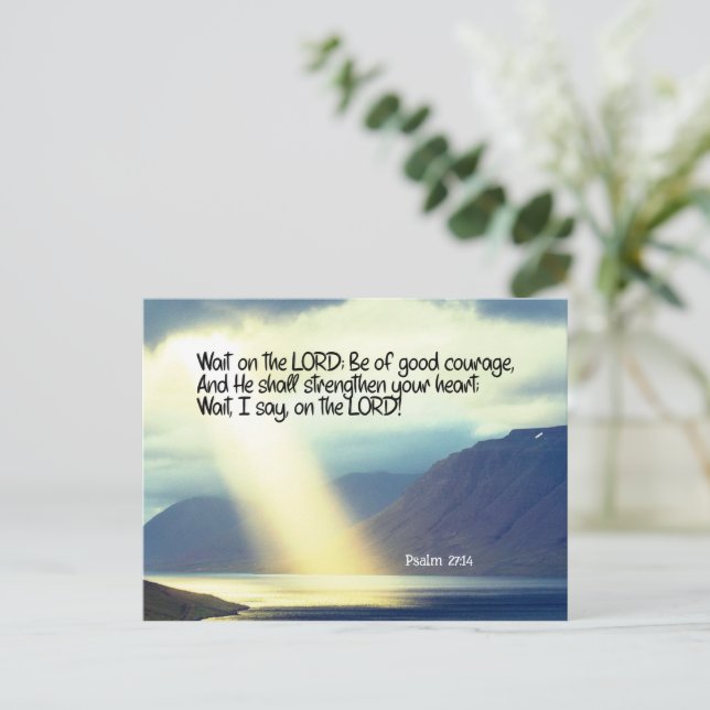 Carte Postale Psaume 27:14 Attendez sur l'Eternel Bible Verse Oc (Debout devant)