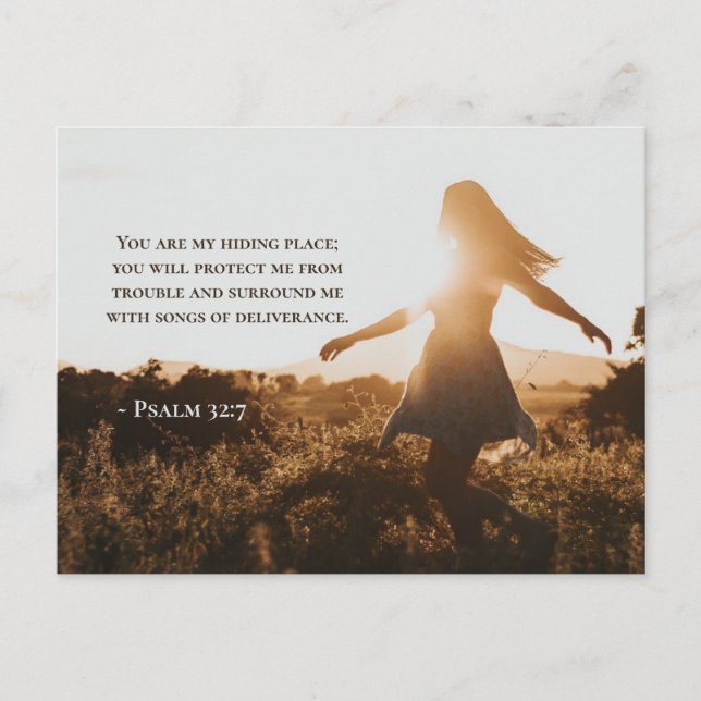 Carte Postale Psaume 32:7 Tu es ma cachette Bible Verse (Devant)