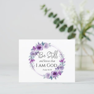 Carte Postale Psaume 46:10 Be Still and Know Bible Purple Floral